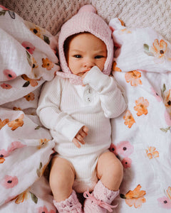 Snuggle Hunny Kids Merino Wool Baby Bonnet & Booties - Pink