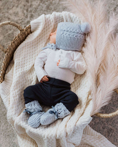 Snuggle Hunny Kids Merino Wool Baby Bonnet & Booties - Blue