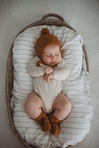 Snuggle Hunny Kids Merino Wool Baby Bonnet & Booties - Bronze
