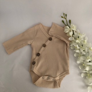 C&T Ribbed Long Sleeved Button Bodysuit