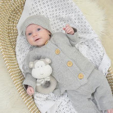 Load image into Gallery viewer, Living Textiles 3pc Cotton Knit Cardigan, Pant &amp; Beanie Set - Grey
