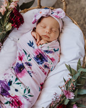 Load image into Gallery viewer, Snuggle Hunny Kids Baby Jersey Wrap &amp; Topknot Set - Floral Kiss
