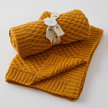 Load image into Gallery viewer, Honey Basket Weave Knit Blanket
