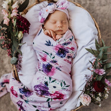 Load image into Gallery viewer, Snuggle Hunny Kids Baby Jersey Wrap &amp; Topknot Set - Floral Kiss
