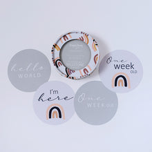 Load image into Gallery viewer, Snuggle Hunny Kids Reversible Milestone Cards - Sunset Rainbow &amp; Silver
