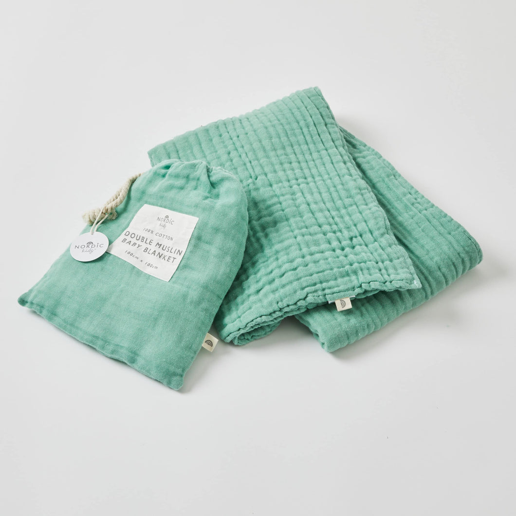 Double Muslin Cotton Blanket - Forest Green