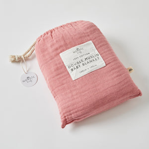 Double Muslin Cotton Blanket - Dusty Pink