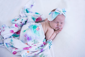 Snuggle Hunny Kids Baby Jersey Wrap & Topknot Set - Sweet Petal