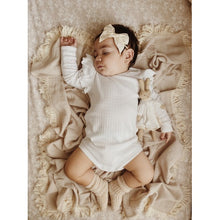 Load image into Gallery viewer, Mini &amp; Me Lace Trim Cotton Swaddle - Fawn
